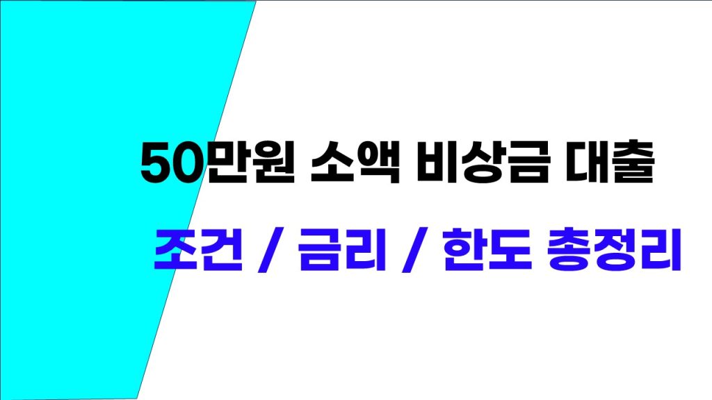 50만원 소액 비상금 대출 조건 금리 한도 총정리