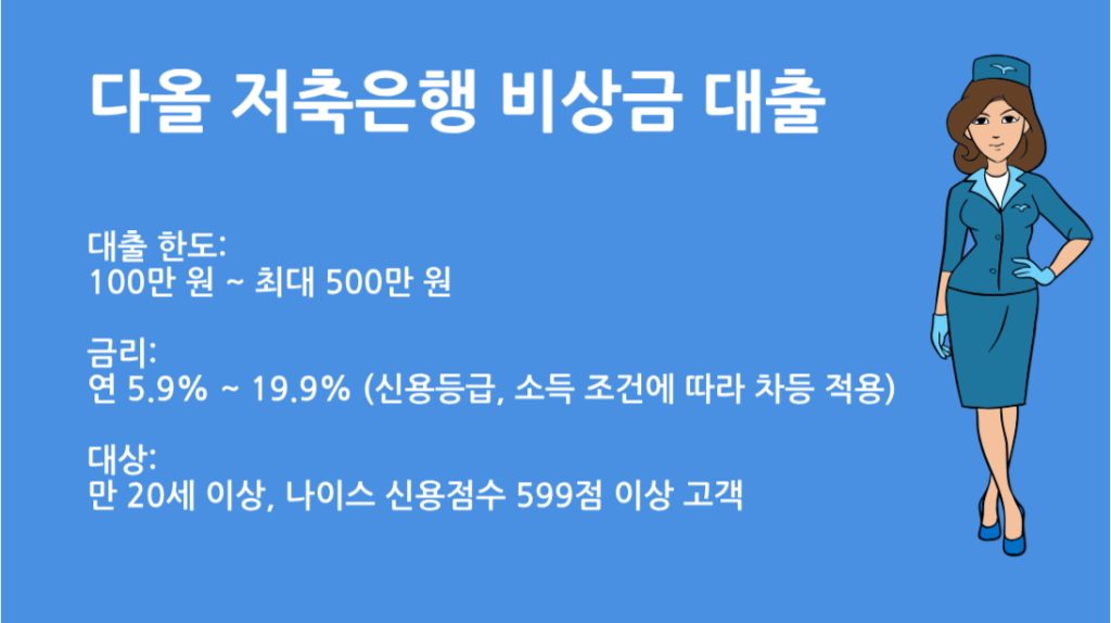 다올 저축은행 비상금 대출 후기 금리 조건 신청방법