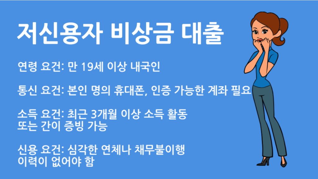 저신용자 비상금 대출 총정리: 승인 조건부터 이용 방법까지