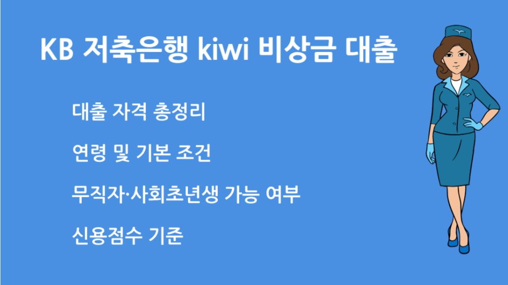 KB 저축은행 Kiwi 비상금 대출 자격 총정리: 신청 조건부터 한도까지