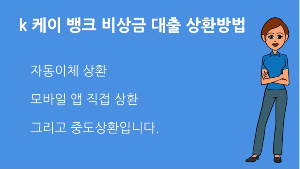 k 케이 뱅크 비상금 대출 상환방법 이자 납부부터 전액 상환까지